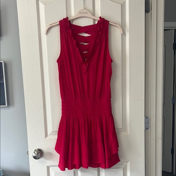 Ramy Brook Pink Ella Dress - Ruffled Tie Back Sundress Size Small - Picture 5 of 8